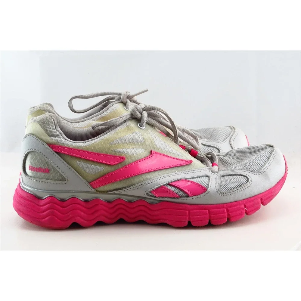 Reebok Girls' Running Shoes Size 7 Gray‎ Pink Synthetic Lightweight Comfort Fit